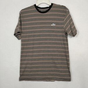Lost Striped Crewneck T-Shirt in Brown, Black, White
